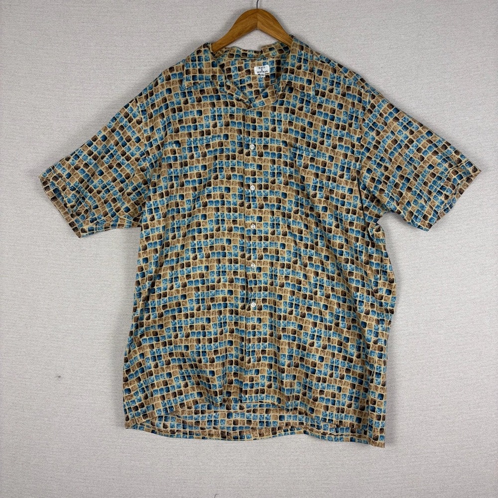 Vtg 90s Maus & Hoffman Button Up Mens XL Cotton Short Sleeve Made in USA